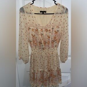 Ryan Michelle Tiered Mini Dress Size S Yellow Orange Feminine Coquette Boho